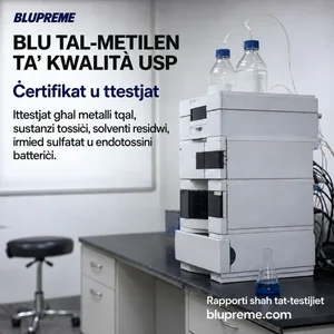 Informazzjoni dwar il-kwalità u l-ittestjar tal-blu tal-metilen Blupreme