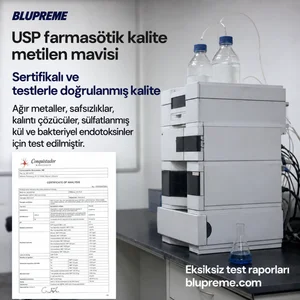 Blupreme Metilen Mavisi kalite ve test bilgileri