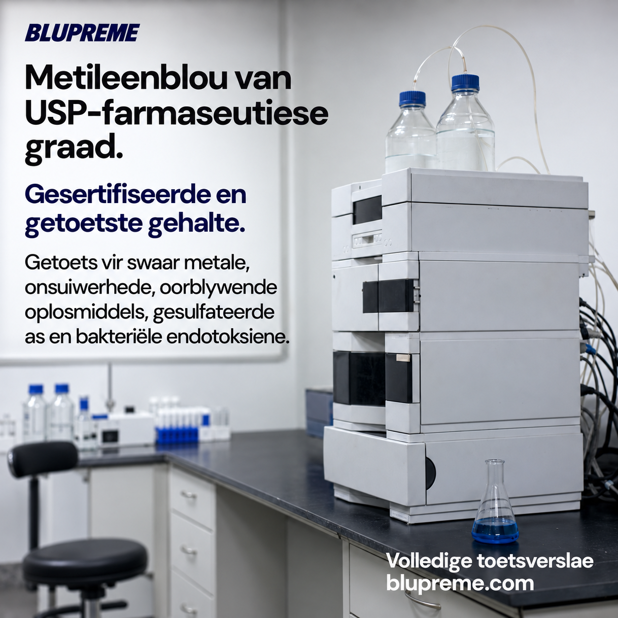Blupreme Metileenblou se gehalte- en toetsinligting