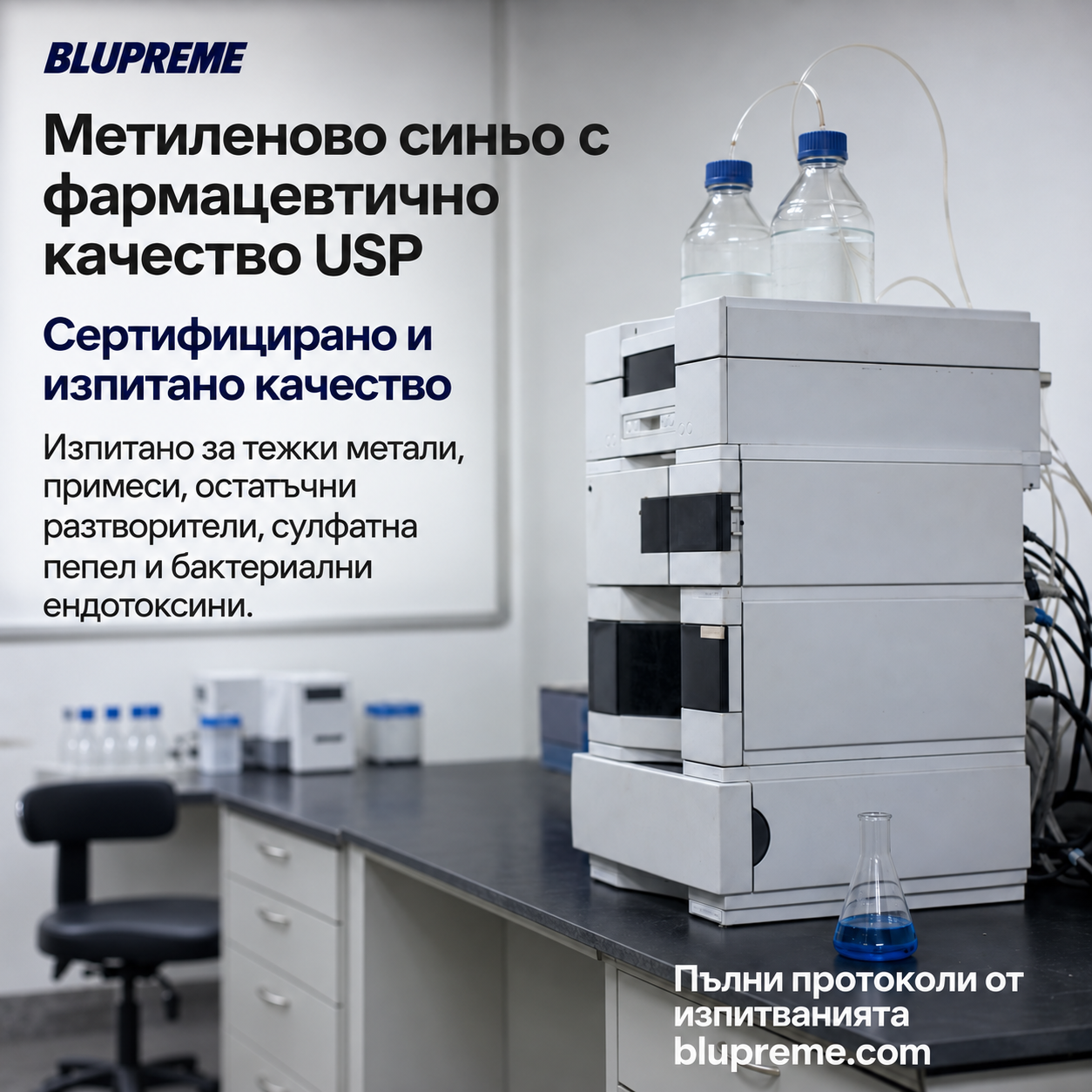 Информация за качеството и изпитванията на метиленовото синьо Blupreme