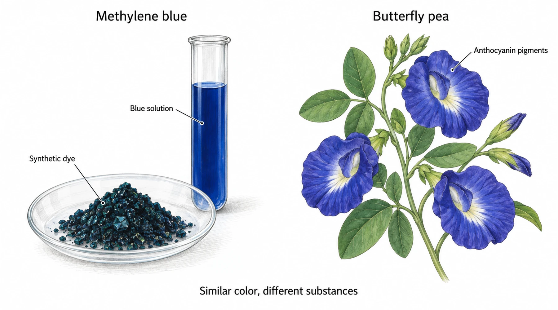 Is methylene blue natural, organic, or found in food?