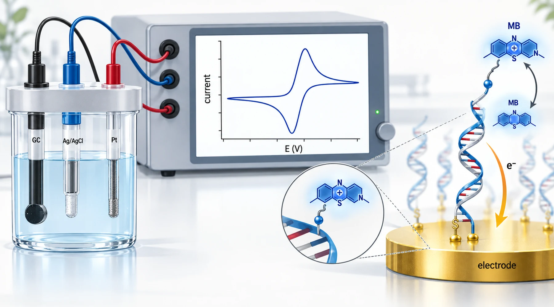 Elektrokimia metilena biru: elektrode, probe redoks, dan sensor