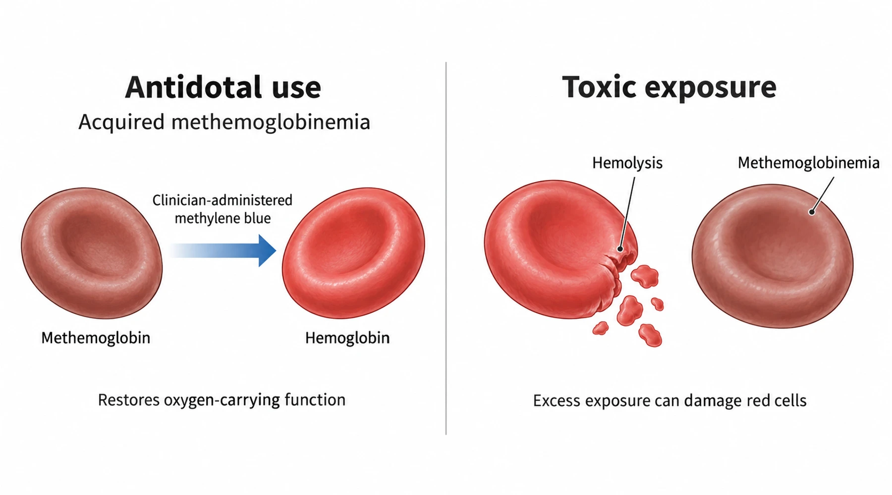 Methylene blue poisoning and overdose: what needs urgent assessment