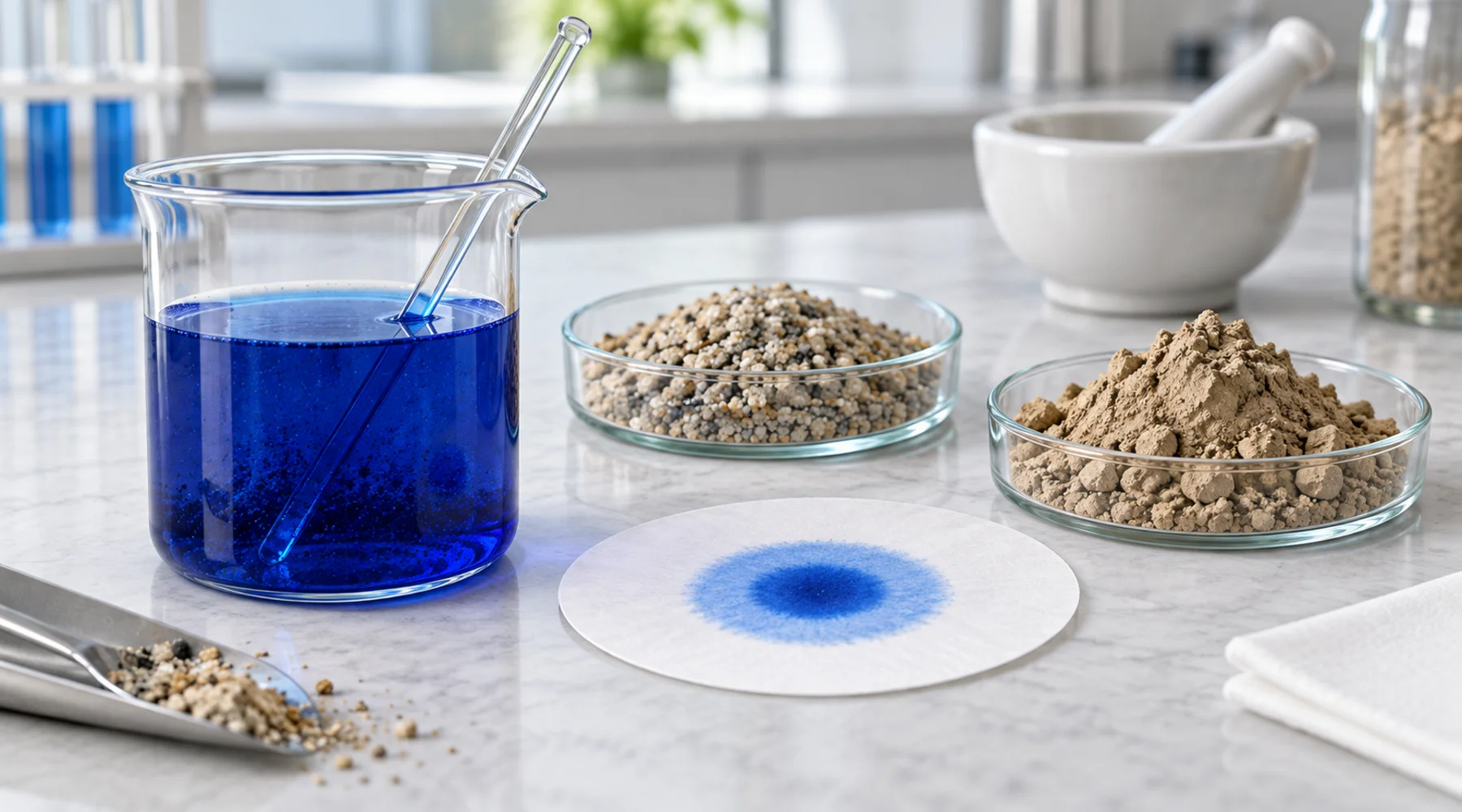 The methylene blue test for clay, aggregates, and soils