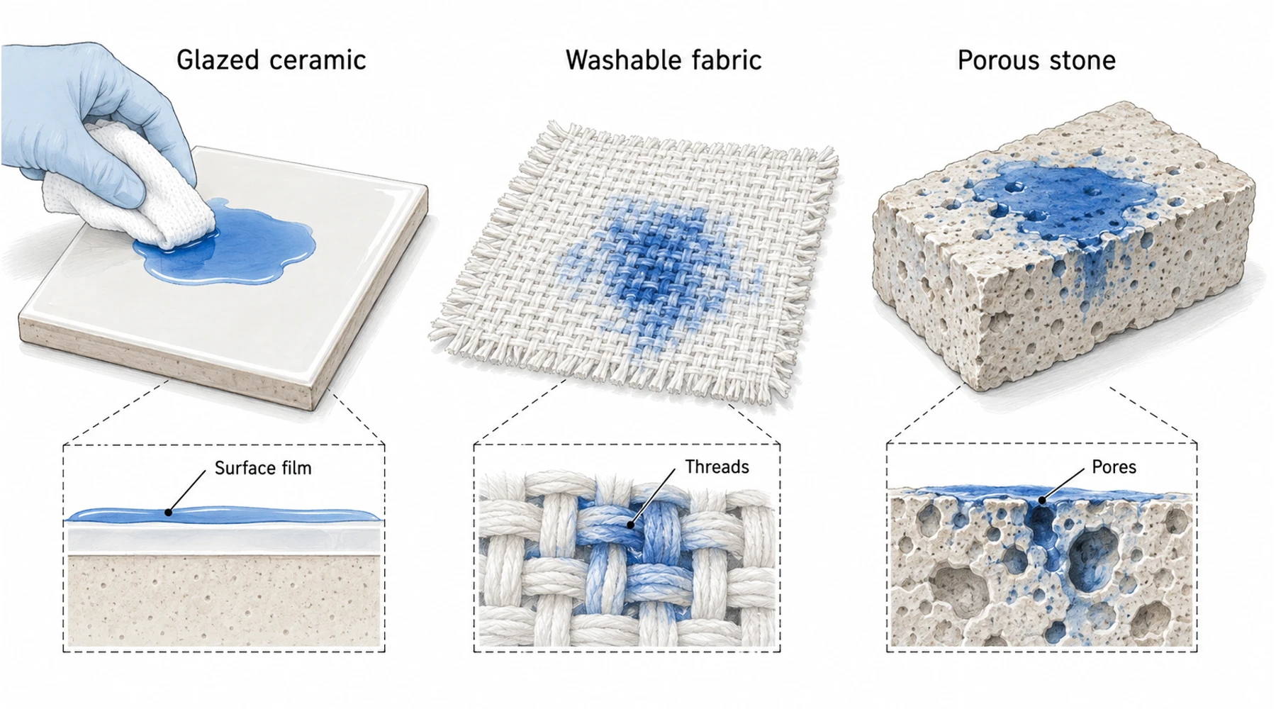How to remove methylene blue stains from surfaces and fabrics