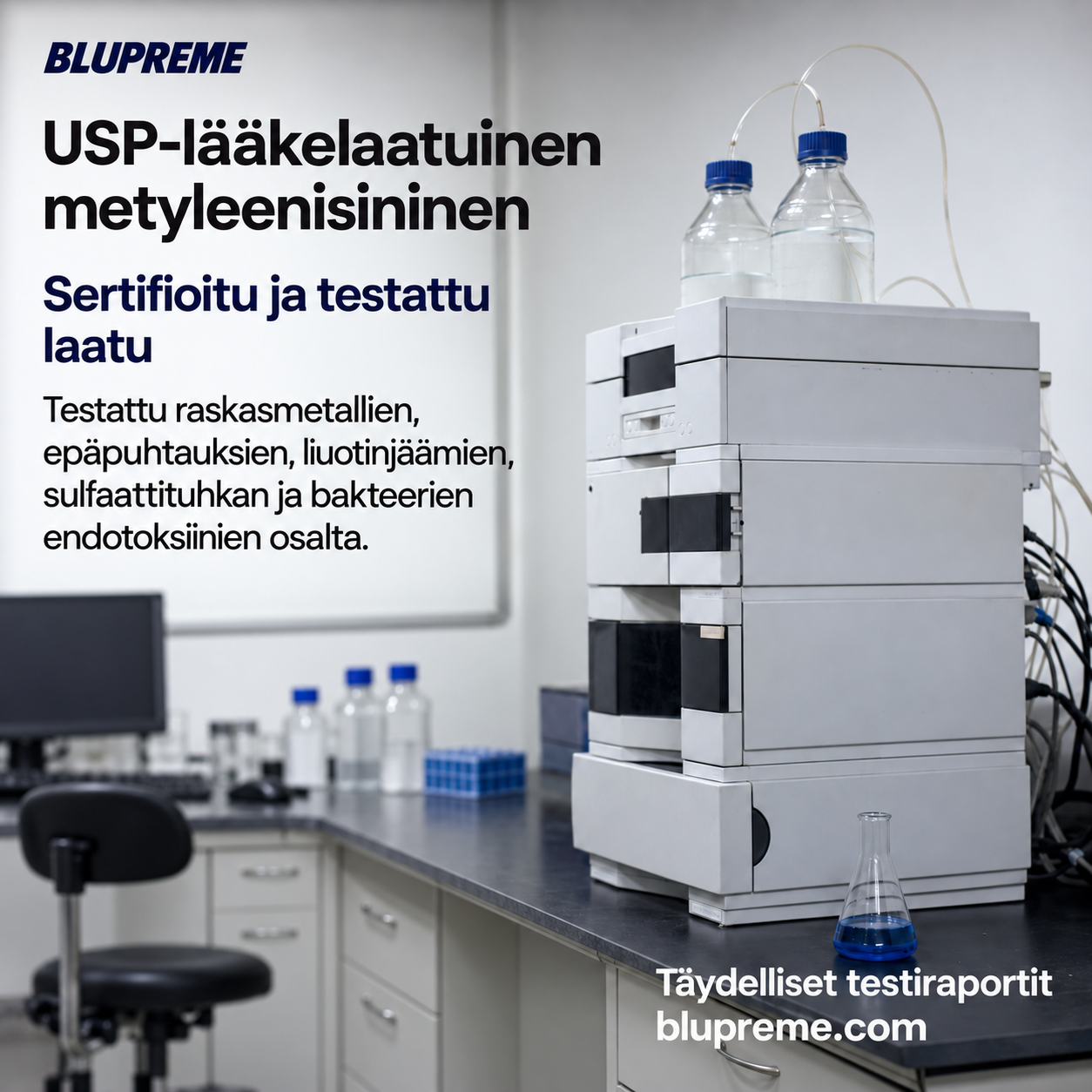 Blupremen metyleenisinisen laatu- ja testaustiedot