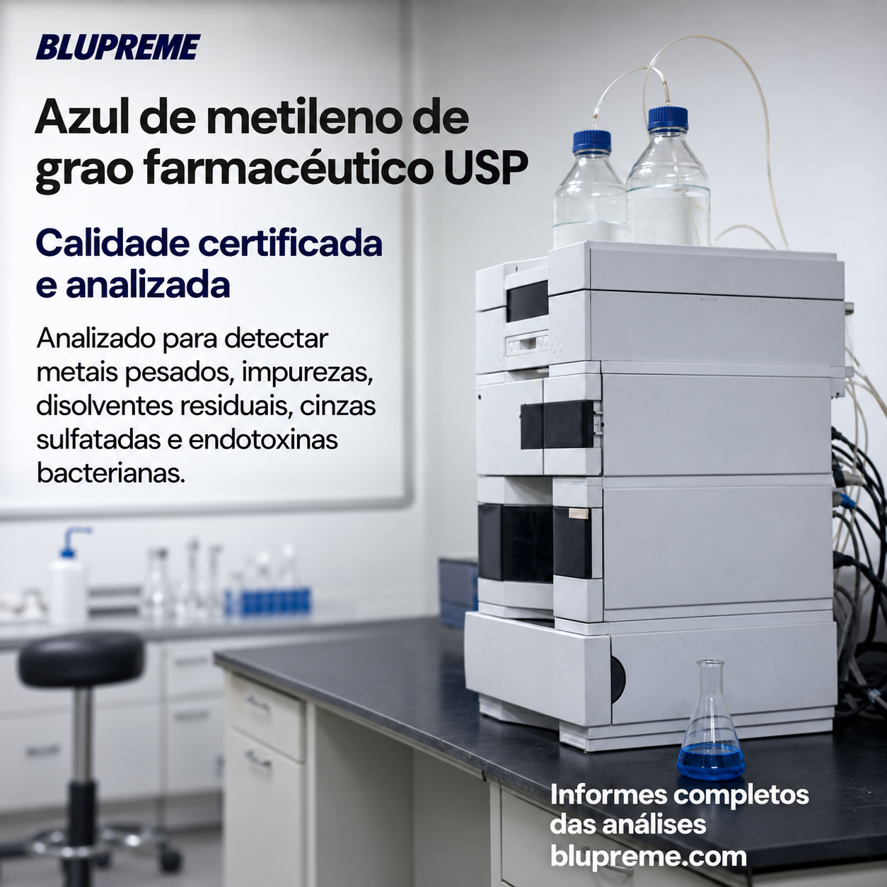 Información de calidade e análises do azul de metileno Blupreme