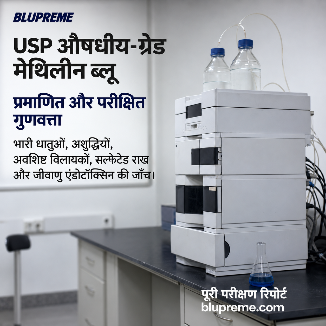 Blupreme मेथिलीन ब्लू की गुणवत्ता और परीक्षण की जानकारी
