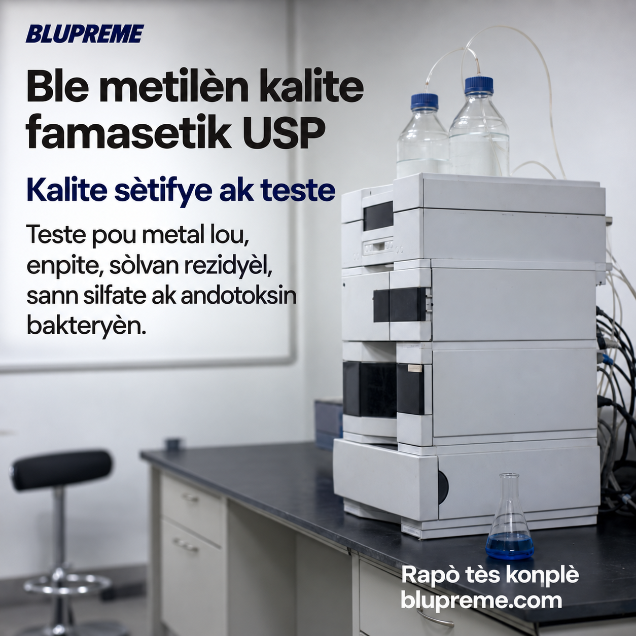 Enfòmasyon sou kalite ak tès ble metilèn Blupreme