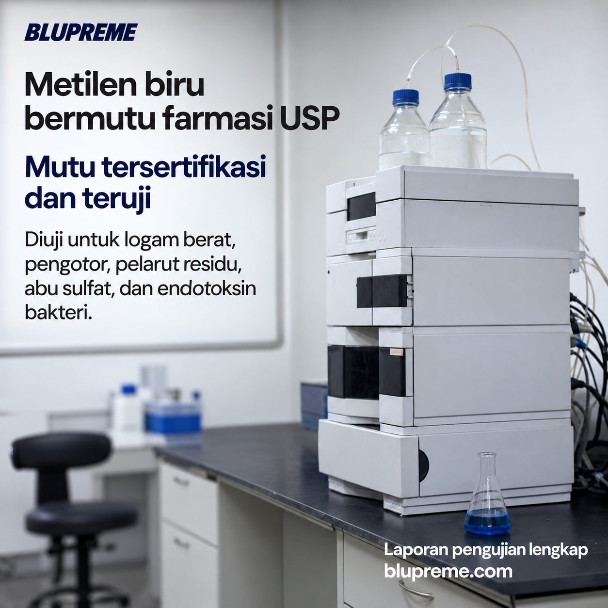 Informasi mutu dan pengujian metilen biru Blupreme