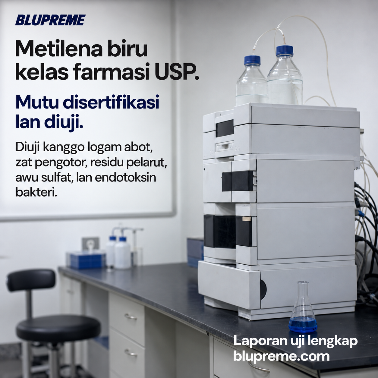 Informasi mutu lan pengujian Metilena Biru Blupreme