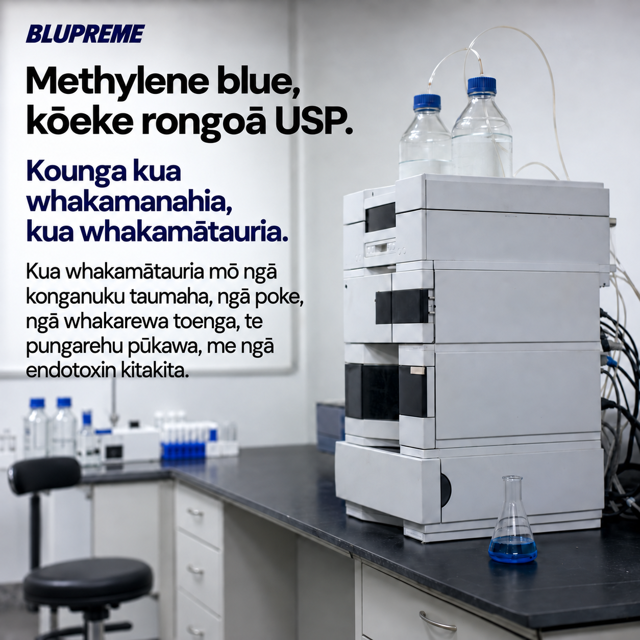 Blupreme Kikorangi methylene te kounga me ngā kōrero whakamātautau