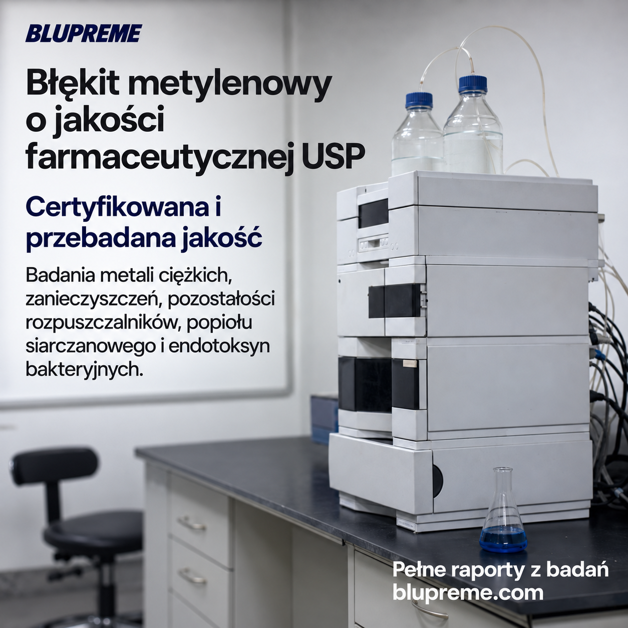 Informacje o jakości i badaniach błękitu metylenowego Blupreme