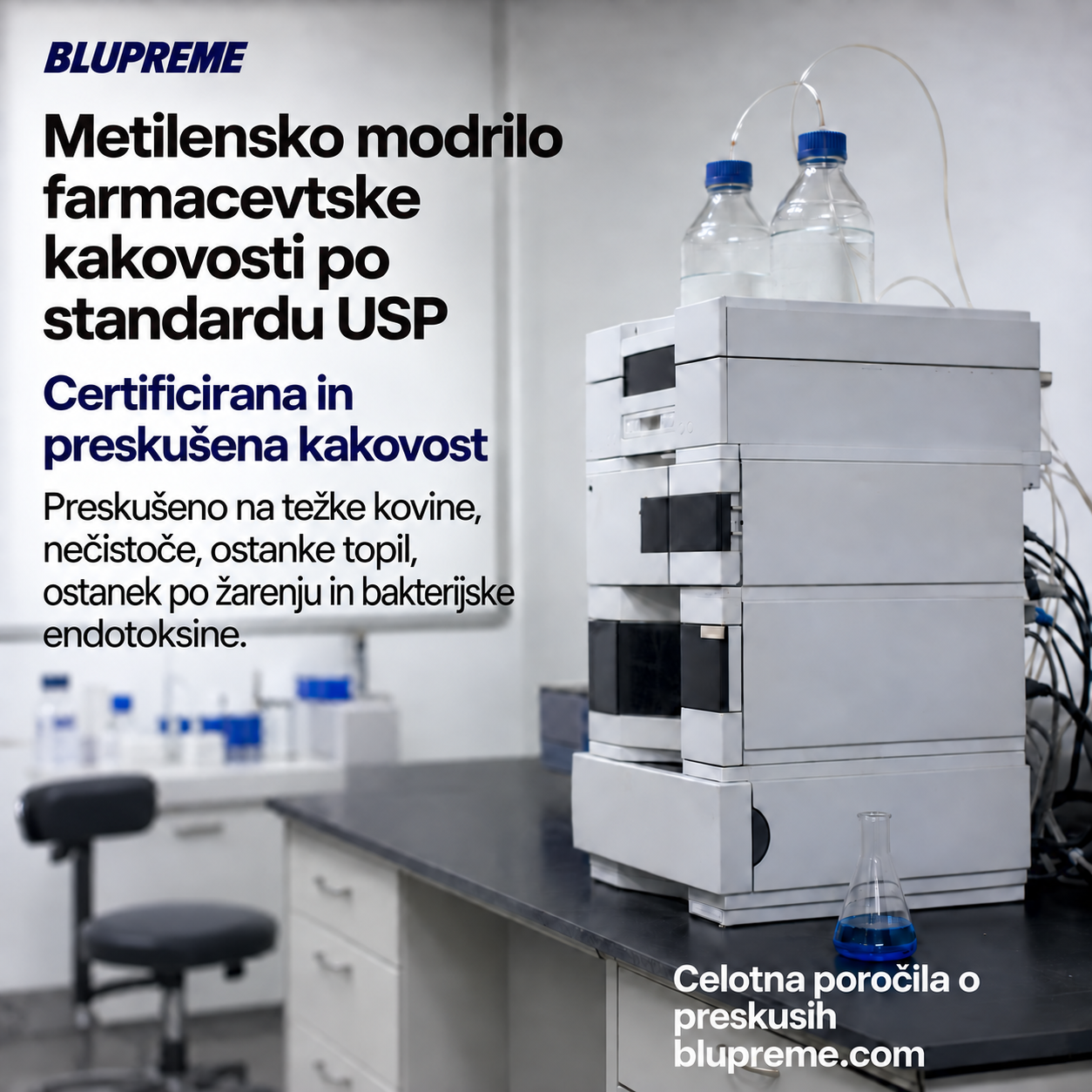 Informacije o kakovosti in preskušanju metilenskega modrila Blupreme