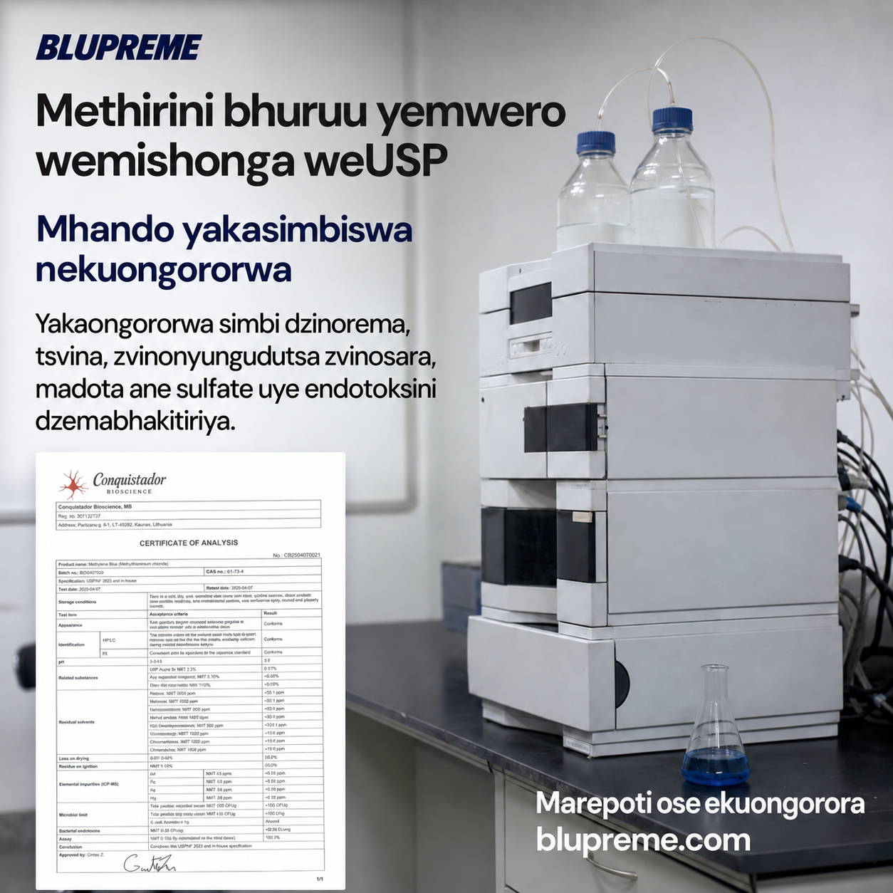Ruzivo rwemhando nekuongororwa kwemethirini bhuruu yeBlupreme
